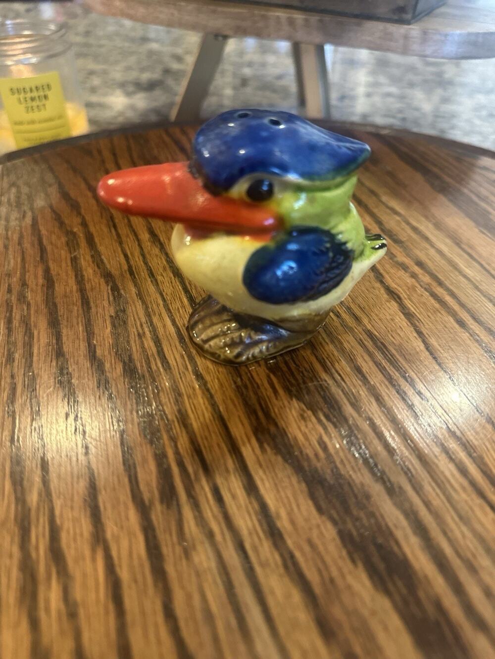 Antique Japan Hand Painted Ceramic Colorful Bird Salt Shaker